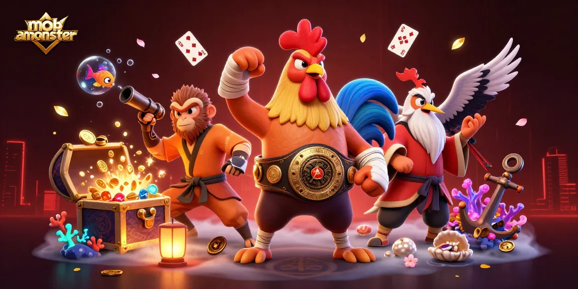 Experience thrilling gameplay at mobamonster with 3D cartoon characters in a vibrant casino scene.