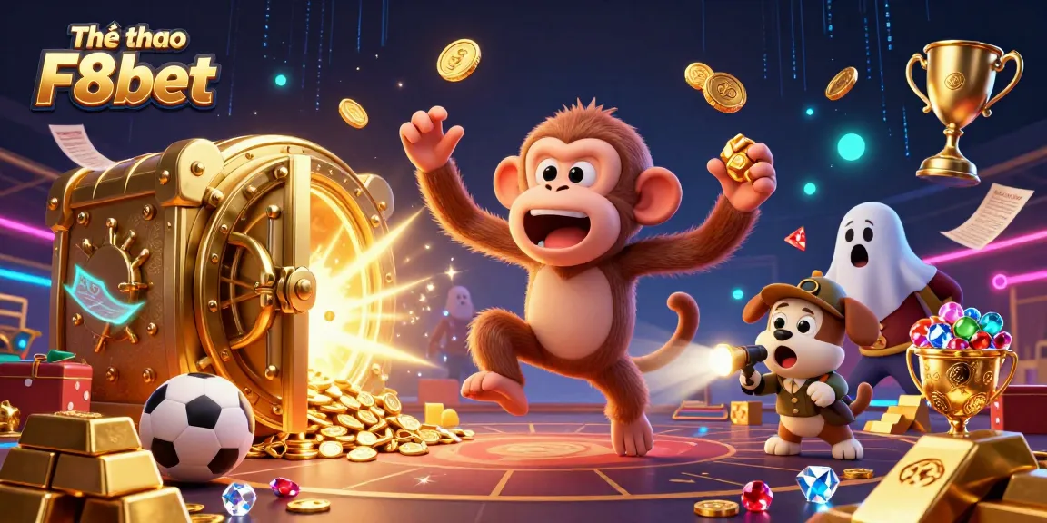 Experience thrilling sports betting action with Thể thao F8bet in an energetic illustrated casino scene.