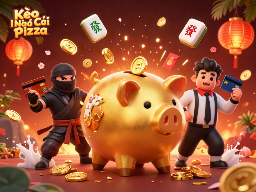 Kèo Nhà Cái Pizza brings excitement with a golden piggy bank sumo wrestler, a wallet-ninja, and a credit-card referee.