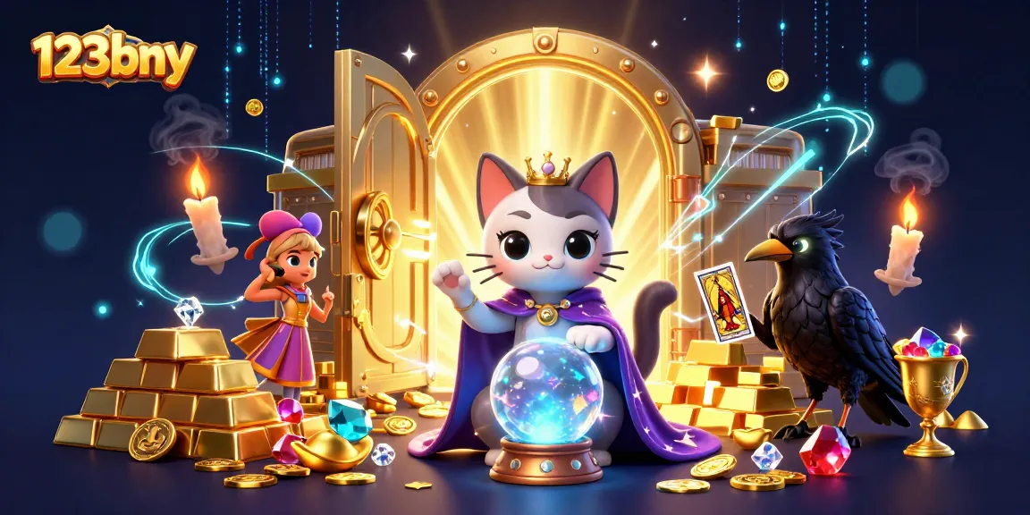 Engage in thrilling games at 123bny with a vibrant 3D illustration showcasing exciting casino elements.