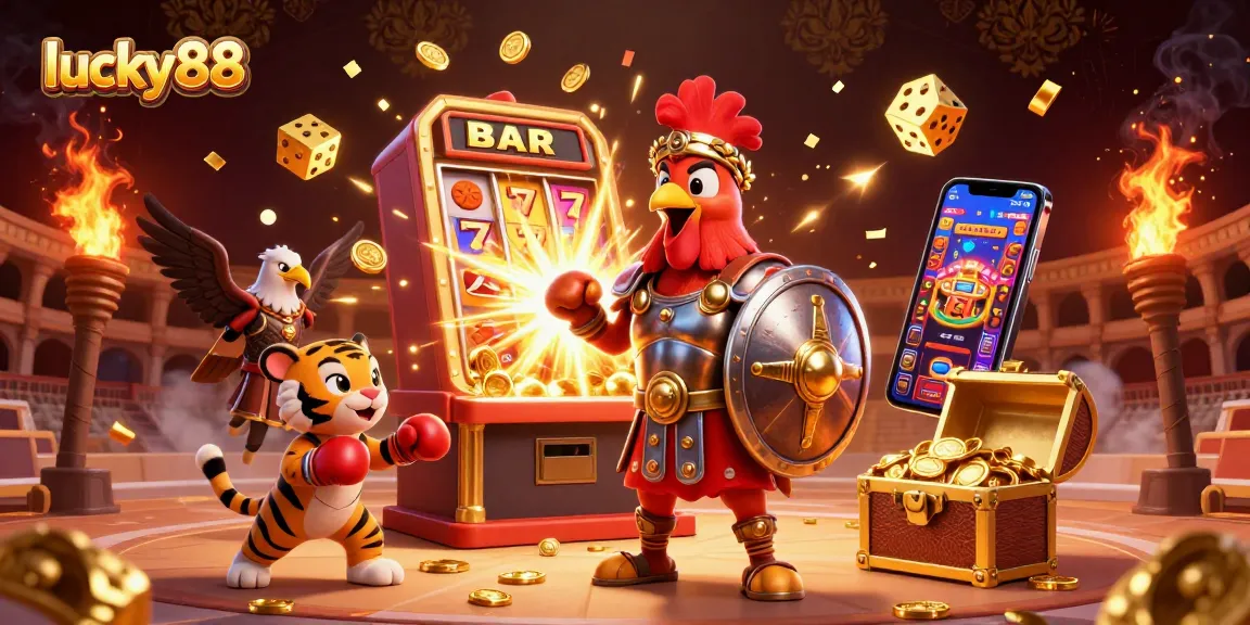 Engage in thrilling wins with lucky88 slots featuring animated characters and dynamic casino elements.