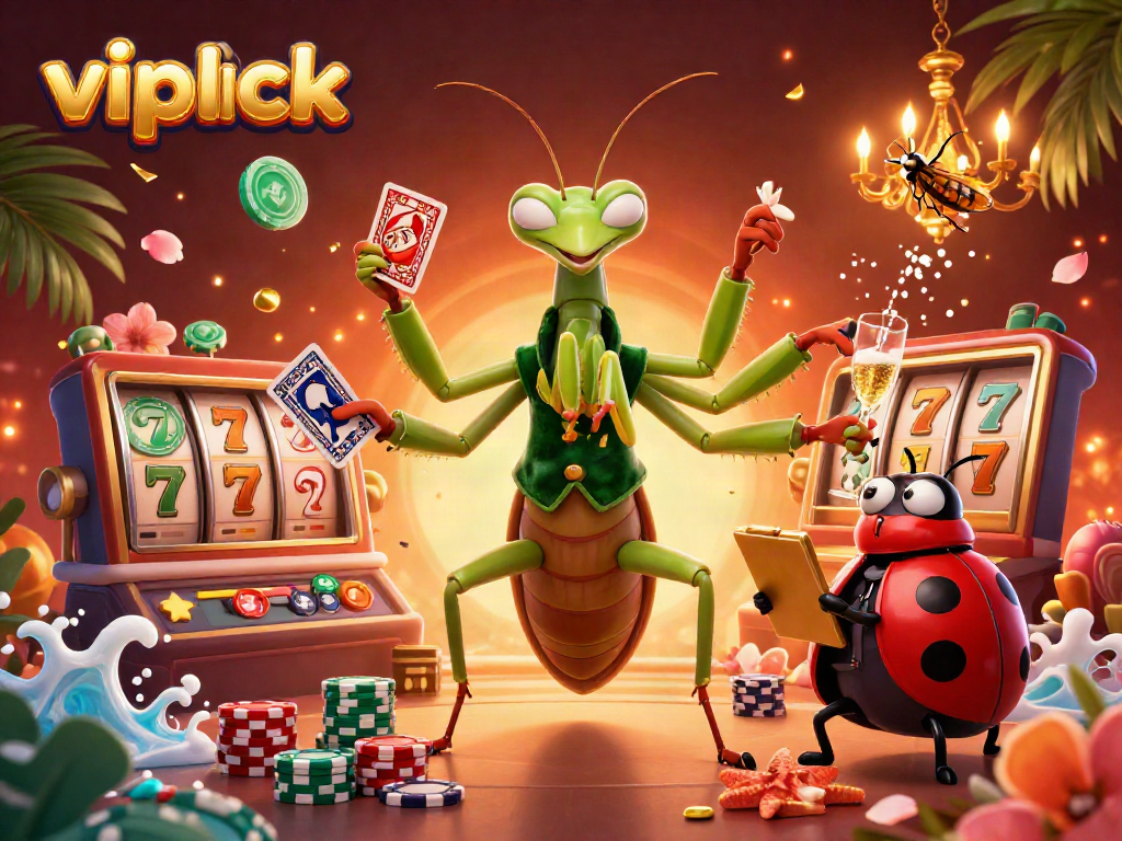 Experience Vipluck's vibrant casino scene featuring enchanting characters and dynamic game elements.