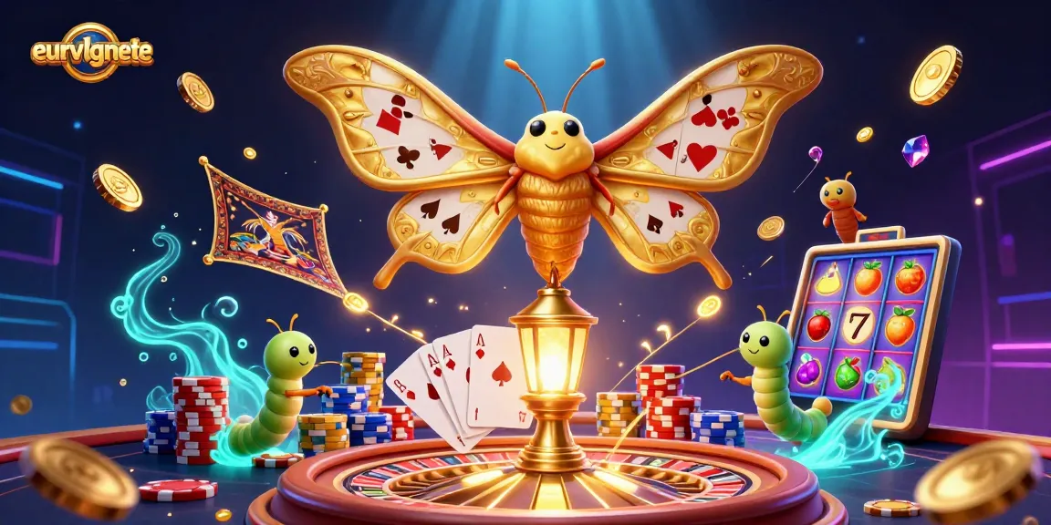 Cascading golden coins and vibrant casino elements surround eurvlgnete's captivating 3D illustration, showcasing thrilling gameplay.
