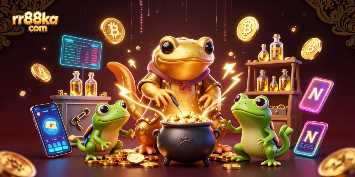 Engage with the captivating world of rr88ka com through this vibrant casino scene featuring a golden salamander alchemist.