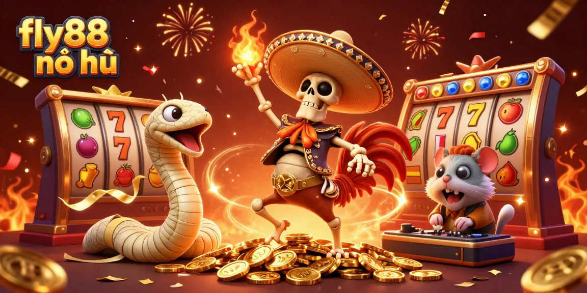 Experience big wins with fly88 nổ hũ where skeleton mariachi, mummy snake, and DJ hamster unite!