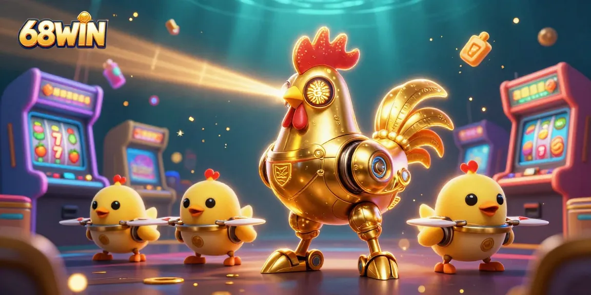 Engage in thrilling gameplay at 68WIN with a colorful scene of casino excitement featuring animated characters.