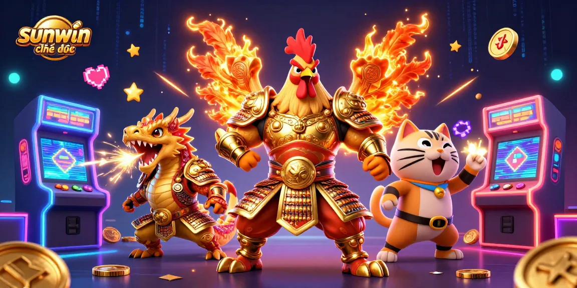 Win big at sunwin chính thức with 3D fighting rooster warriors amidst dynamic casino elements.