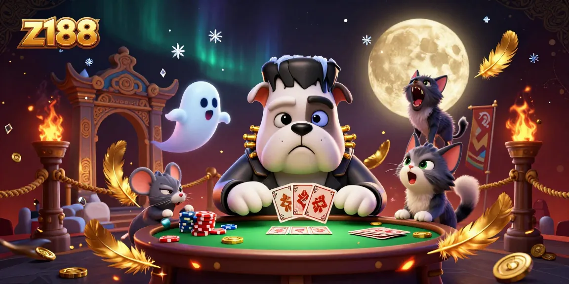 Engage with z188's thrilling casino experience, featuring a lively 3D cartoon scene with unique characters.