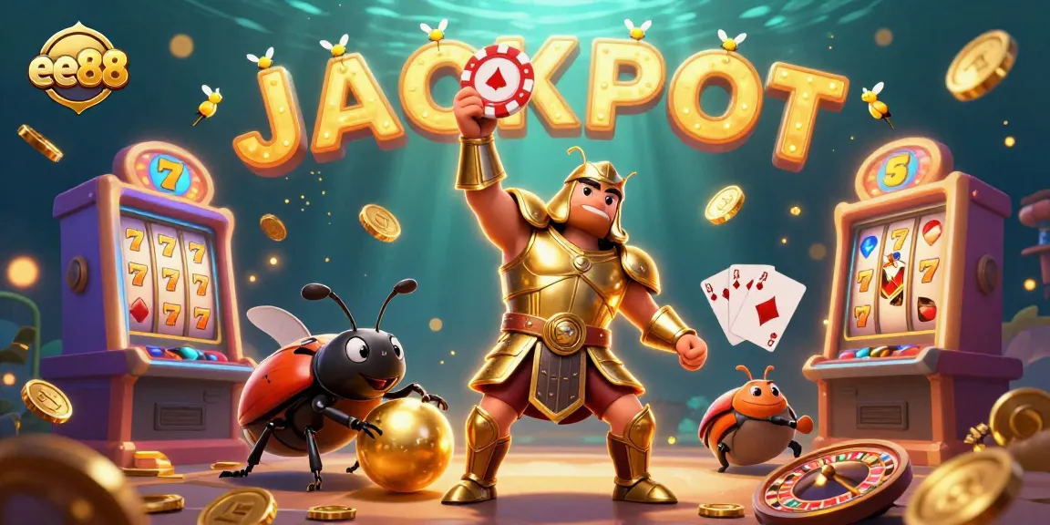 ee88 celebrates big wins with 3D beetles and an exciting casino scene filled with slots